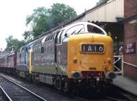 Deltics D9016 <I>Gordon Highlander</I> + 55002 <I>The Kings Own Yorkshire Light Infantry</I> pictured at Bury Bolton Street on Sunday 8th July 2012 during the East Lancs Railway Diesel Gala.<br><br>[Colin Alexander 08/07/2012]