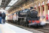 Having hitched a lift back from Fort William with 47760 and some ecs heading to Tyseley, Black 5 no 44871 waits alongside Platform 7 at Preston on 18 July for a path to Bury.<br><br>[John McIntyre 18/07/2012]