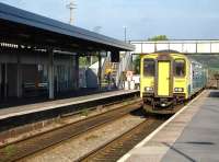 150217 runs into Whitland from Gloucester on 22 May 2012. From here it will leave as the 18.13 service to Fishguard Harbour <br><br>[David Pesterfield 22/05/2012]