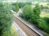 View over Kilpatrick station from the Erskine Bridge on 12 July 2012.<br><br>[Veronica Clibbery 12/07/2012]