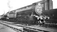 Scene on Lincoln shed, thought to have been photographed circa 1959.  O2 2-8-0 no 63927 is standing in front of class J6 0-6-0 no 64207 which was withdrawn from here later that year. <br><br>[K A Gray //1959]