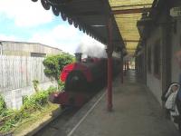 Jersey's Pallot Heritage Museum in July 2012, with Peckett 0-4-0ST <I>Kestrel</I> (2129/1952) hauling visitors in two restored North London Railway coaches.<br><br>[John Yellowlees /07/2012]