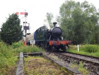 GWR 2-6-2T no 5521 with a train at Hayes Knoll on 14 July 2012 [see image 39720].<br><br>[Peter Todd 14/07/2012]