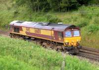 EWS 66100 running light engine on the WCML south of Crawford on 25 July.<br><br>[John Steven 25/07/2012]