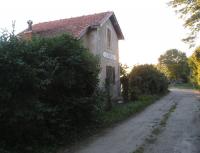 Ligne Marans - St Jean d'Angely. Breuil station, now a private dwelling, looking west towards Surgeres on 16 July 2012.<br>
<br><br>[Mark Poustie 16/07/2012]