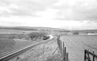 Looking towards Fairlie in April 1963 as a PW squad carries out reballasting in and around Kilruskin cutting on the Largs Branch. D3929 is on the front of the ballast train. [See image 36500]<br><br>[R Sillitto/A Renfrew Collection (Courtesy Bruce McCartney) 14/04/1963]