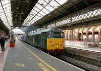 DCR operated 31601 passing through platform 4 at Preston on 21 July 2012. The train includes two refurbished FGW coaches sandwiched between two barrier coaches on a move from Kilmarnock to Old Oak Common.<br><br>[John McIntyre 21/07/2012]