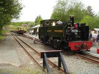 Vale of Rheidol No 8 lays over in the headshunt at Devils Bridge for some 30 minutes before running round the rake of carriages to form the 12.00 return to Aberystwyth on 30 May. <br><br>[David Pesterfield 30/05/2012]