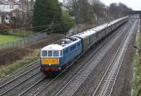 Heading north on the WCML between Euxton Jct and Leyland, 86259 hauls a Euston to Carlisle railtour on the first leg to Carnforth on 18 February 2012. <br><br>[John McIntyre 18/02/2012]