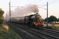 With the evening sun glinting on the smokebox (and turning her exhaust pink) 61994 heads north at Brock on 8th August 2012 on the last leg of the returning <I>Fellsman</I> excursion. The K4 2-6-0 has acquitted itself very well with the 12 coach train over the S&C. The previous week at the same location the train had passed in monsoon conditions but on both runs was on time to the minute. <br><br>[Mark Bartlett 08/08/2012]