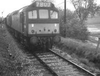 A pair of class 25s with a freight standing in the up loop at Wigston South Junction, between Leicester and Market Harborough, thought to be in the summer of 1968.<br><br>[David Spaven //1968]