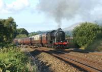 61994 <I>The Great Marquess</I> digs in at the start of the climb from Whalley to Ramsgreave & Wilpshire at Billington foot crossing with the returning 'Fellsman' from Carlisle to Lancaster on 8 August 2012.<br><br>[John McIntyre 08/08/2012]