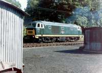 Hymek D7029 in the headshunt alongside the Esk Valley line at Grosmont in August 1981.<br><br>[Colin Alexander /08/1981]