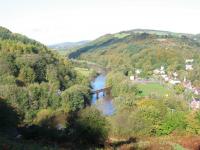 The WVR was carried across the River Wye between Wales and England on Penallt Viaduct, running between Penallt Halt on the Monmouthshire bank (left) and Redbrook station on the Gloucestershire side. These were two of the closest stations on the network being only a quarter of a mile apart - albeit located in different countries. The old viaduct, seen here in November 2005, is now in use as a public path.<br><br>[John Thorn 01/11/2005]