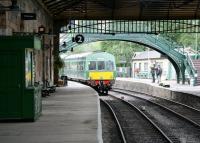 An afternoon DMU service leaves Pickering for Grosmont on 10 July 2012.<br><br>[John Furnevel 10/07/2012]