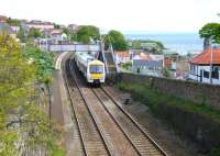 Train leaving Kinghorn for Edinburgh in May 2005.<br><br>[John Furnevel 23/05/2005]