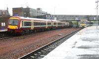 Platform scene at Larbert Station looking south in May 2005.<br><br>[John Furnevel /05/2005]