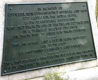 Plaque on the Royal Scots memorial in Rosebank cemetery to those killed as a result of the Quintinshill disaster.<br><br>[John Furnevel 23/06/2005]