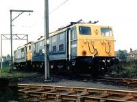 E26016+E26011 stand in a siding at Reddish depot, Greater Manchester, in June 1969. Following closure of the Woodhead route the depot closed in 1983 and has since been demolished.<br><br>[John Furnevel 01/06/1969]