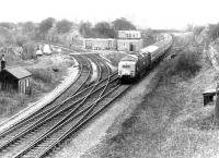 An unidentified Deltic passing Benton Quarry Junction, on the northern approach to Newcastle in October 1971 with an ECML train for Kings Cross.<br><br>[John Furnevel 19/10/1971]