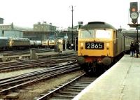 An ECML arrival at Kings Cross in 1968 with a busy 'Kings Cross Loco' in the background.<br><br>[John Furnevel 06/08/1968]