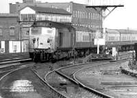 A class 50 brings a WCML service past Lancaster No 4 box in September 1971.<br><br>[John Furnevel 10/09/1971]