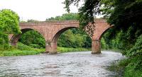 Railway bridge over River Tweed linking Galashiels and Tweedbank. View north in June 2005.<br><br>[John Furnevel /06/2005]