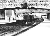 Inverness - Edinburgh train arriving at Perth behind 5320+5121 in May 1970.<br><br>[John Furnevel 25/05/1970]