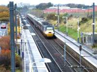 A GNER Aberdeen - Kings Cross HST runs south through Musselburgh in November 2002.<br><br>[John Furnevel 12/11/2002]