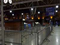 The concourse at Glasgow Central on 29th December showing the barriers in place for passengers awaiting replacement buses for services disrupted by work taking place at Shields Junction <br><br>[Graham Morgan 29/12/2007]