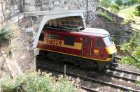 EWS 90029 <I>'The Institution of Civil Engineers'</I> pulls away from Drem station on 15 July 2005 with a North Berwick - Edinburgh train.<br><br>[John Furnevel 15/07/2005]