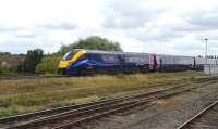 A train from Paddington takes the Oxford line after leaving Didcot on 23 August 2012.  <br><br>[Peter Todd 23/08/2012]