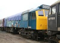 25313 (originally D7663) receiving attention in the yard at Leeming on the Wensleydale Railway in July 2012.<br><br>[John Furnevel 09/07/2012]