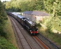 After a day in Carlisle, 45305 brings <I>The Fellsman</I> railtour through the closed station at Chatburn on the evening of 22 August 2012. Although there is still bullhead rail and wooden sleepers on the Hellifield bound track, much has been relaid on the Clitheroe track including a section at the east end of the village with steel sleepers. Whilst there are few passenger services on this line, it has a regular daily flow of coal, logs and engineers trains (amongst other loads) heading south west towards Blackburn and onto the WCML at Farington Junction.<br><br>[John McIntyre 22/08/2012]