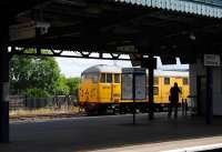 31105 stands at Didcot station on 23 August 2012. The class 31 is now part of Network Rail's track inspection fleet.<br><br>[Peter Todd 23/08/2012]