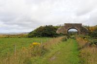 A minor overbridge, in very good condition, just west of Portgordon, looking east towards Buckie in August 2012. This part of the old trackbed between Spey Bay and Buckie makes for a very attractive walk, with the Moray Firth close by.<br><br>[Brian Taylor 26/08/2012]