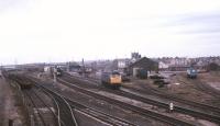A general view of Workington in July 1986 from Workington Main No 2 signal box. <br><br>[Ian Dinmore /07/1986]