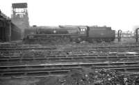 Rebuilt 'Merchant Navy' Pacific no 35015 <I>Rotterdam Lloyd</I> stands in the shed yard at Nine Elms in August 1961. The locomotive was officially withdrawn from here in February 1964.<br><br>[K A Gray 21/08/1961]