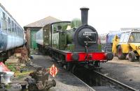 J72 0-6-0T no 69023 stands over the inspection pit in the Wensleydale Railway yard at Leeming on 9 July 2012.<br><br>[John Furnevel 09/07/2012]