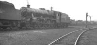 Jubilee 4-6-0 no 45575 <I>'Madras'</I> off Kentish Town shed stands in the yard at Sheffield Brightside on 27 May 1961.<br><br>[K A Gray 27/05/1961]