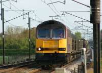 DBS 60010 heads north on the WCML at Brock on 8 May 2010 with an engineers train. DBS 60085 is bringing up the rear.<br><br>[John McIntyre 08/05/2010]