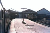 Platform view back towards the concourse at Great Yarmouth in 1974. The station opened as Yarmouth Vauxhall in 1844, but became plain Yarmouth between 1970 and 1989, since when it has been known as Great Yarmouth.<br><br>[Ian Dinmore //1974]