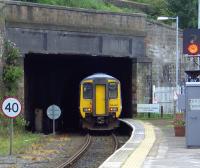 156448 forming a southbound Northern Rail service disappearing into Whitehaven Tunnel on 20 August 2012. Next stop in two minutes time is Corkickle (easy for you to say!) en route to its ultimate destination at Barrow. <br><br>[Brian Smith 20/08/2012]
