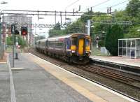 A West Highland combination bound for Glasgow about to make its penultimate stop at Dalmuir station on Sunday 9 September 2012. The 10.10 ex-Mallaig had earlier merged with the 12.11 ex-Oban at Crianlarich. The combined 6-coach train led by 156450 will run non-stop from here to Queen Street where it is scheduled to  arrive at 15.31.<br><br>[John Furnevel 09/09/2012]