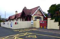 The road approach to West Kilbride station in September 2012. Sadly, the restaurant - 'Chu-Chu's' - has gone out of business and the building is currently up for sale. [See image 15724] <br><br>[Colin Miller 12/09/2012]