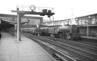 A1 Pacific no 60134 <I>Foxhunter</I> with a CTAC Scottish Tours special at Carlisle in the early 1960s ready to return south. The locomotive was withdrawn from Neville Hill shed in October 1965. <br><br>[Robin Barbour Collection (Courtesy Bruce McCartney) //]