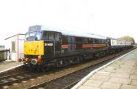 Two class 31s and two coaches forming the 14.00 Bedford - Bletchley train calling at Millbrook in September 1998.<br><br>[Ian Dinmore 16/09/1998]