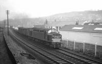 EE Type 4 no D362 passes Loch Park permanent way depot, just south of Hawick station, on 30 December 1968 with the 9.52am Millerhill - Carlisle Kingmoor goods. <br><br>[K A Gray 30/12/1968]