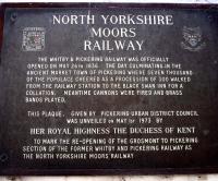 Commemorative plaque on the wall of the Black Swan Inn, Pickering, photographed in September 2012.<br><br>[John Steven 10/09/2012]