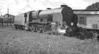 SR 'Lord Nelson' Class 4-6-0 no 30854 <I>Howard of Effingham</I> photographed on Branksome shed, Dorset, in August 1960. The locomotive was withdrawn from nearby Bournemouth shed a year later.<br><br>[K A Gray 09/08/1960]